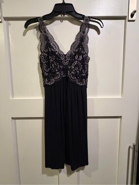 Soma Black Lace Trim Sleeveless Romper with Sheer Floral Overlay
